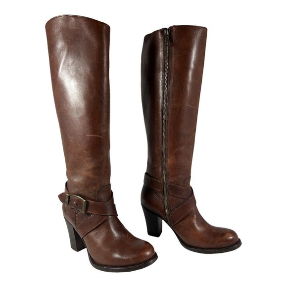 Frye Womens Julia 77435 Brown Leather Zipper Equestrian Riding Boots Size 7 B - Picture 1 of 11